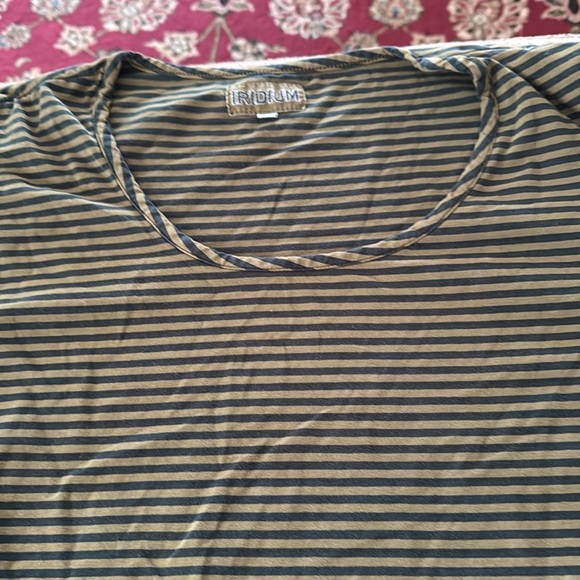 Iridium Size XL Green Black Stripe Cotton Blend Top Tunic (TD) - Picture 4 of 5